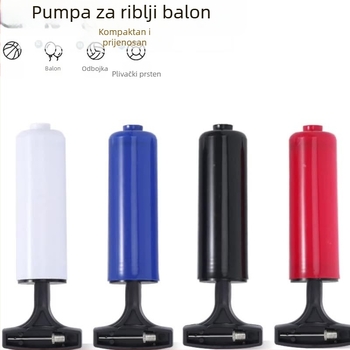Ručna pumpa za lopte, kompaktna, ručni potisni mehanizam, plastično tijelo, nastavak za balone