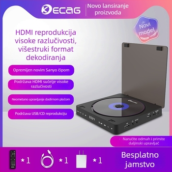 Prijenosni DVD player KC-708 s USB sučeljem, HDMI/AV izlaz, podržava CD/VCD/DVD/AVI/MP3/WMA, napajanje 5V 7.5W