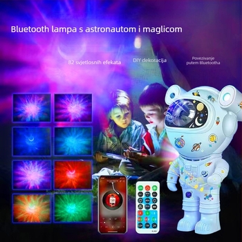 Lampa za projekciju s glasovnim upravljanjem, astronaut tema, atmosfera polarne svjetlosti i zvjezdjanog neba, Bluetooth glazbeni projektor i noćna svjetiljka