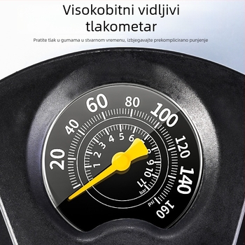 Pedalna pumpa za bicikl s dvostrukim cilindrom, manometrom i iglom za zrak, prijenosna