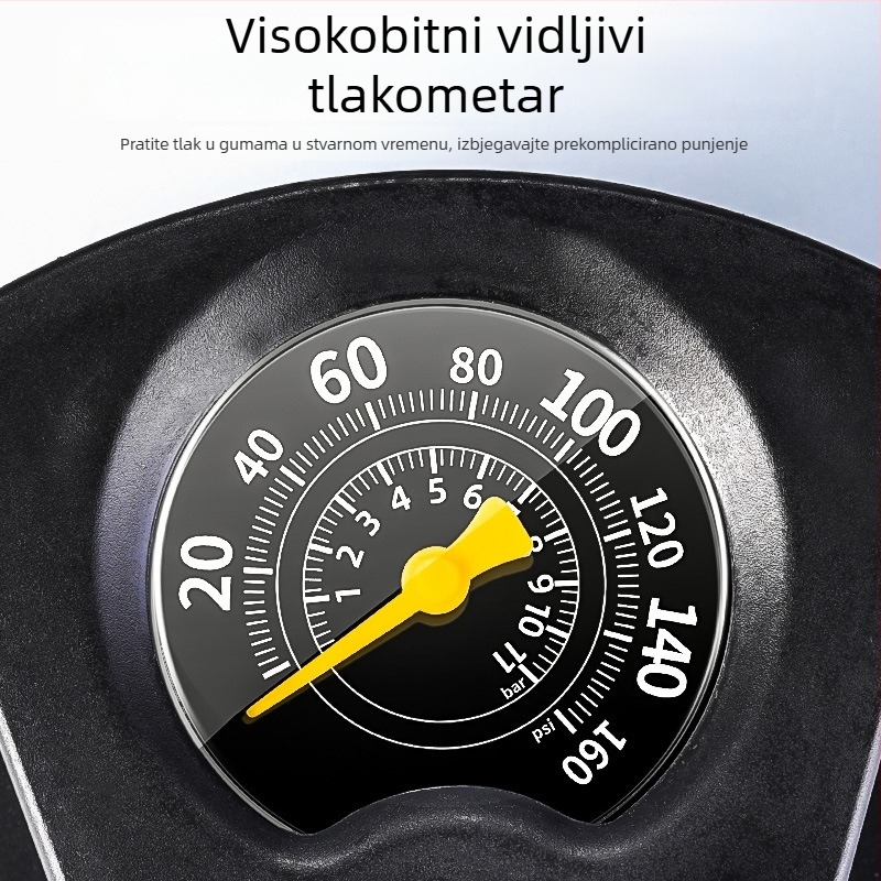 Pedalna pumpa za bicikl s dvostrukim cilindrom, manometrom i iglom za zrak, prijenosna