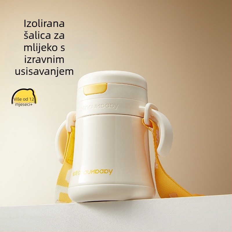 Izolirani čašica za djecu od 1 do 3 godina i više; unutarnji 316 nehrđajućeg čelika, vanjski 304 nehrđajućeg čelika; izolacija 6–12 sati; prijenosni vakuumski dizajn; poklopac s pop-up mehanizmom