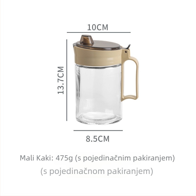 Staklena kanica za ulje, Kwok Kam Kee, s tiskanim logom