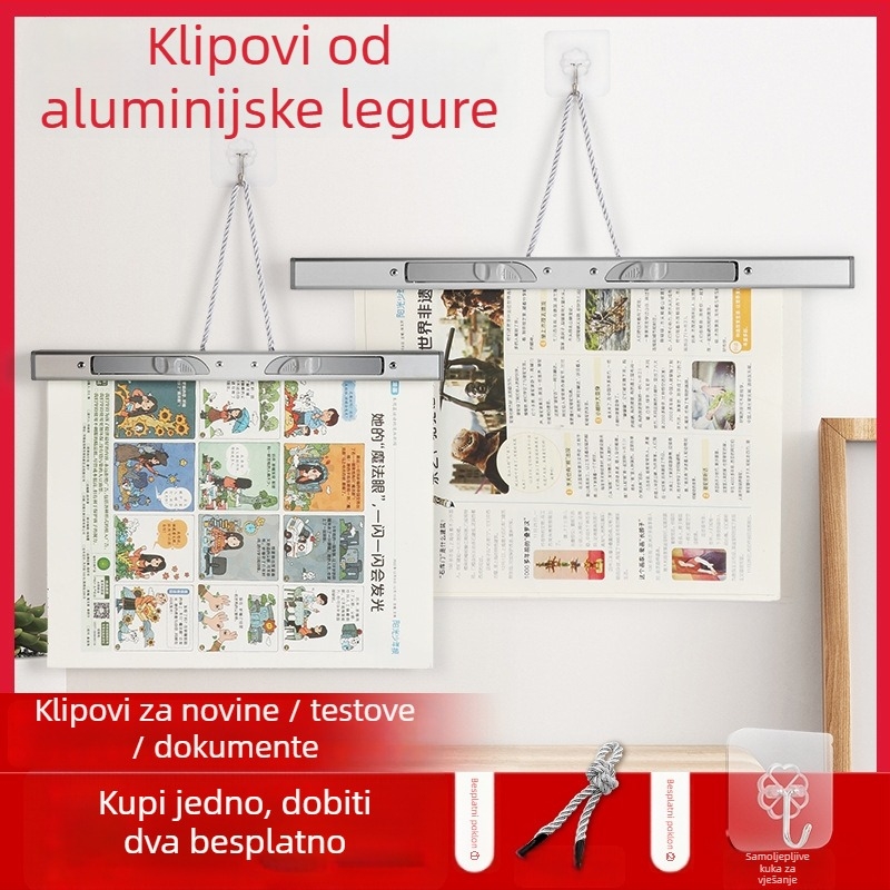 Metalni zidni držač za dokumente s klipom za učenike, A4 formata — Kuhiro, model 2023-yyy, materijal: metal