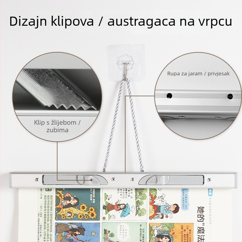 Metalni zidni držač za dokumente s klipom za učenike, A4 formata — Kuhiro, model 2023-yyy, materijal: metal