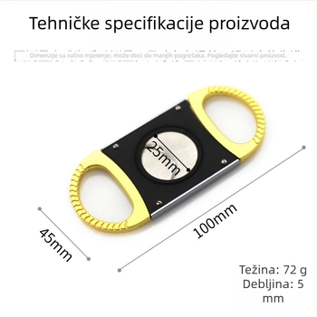 Škarica za cigare s dvostrukim oštricama, nehrđajući čelik, ručni, elektroplatirani premaz
