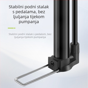 Ručna pumpa za bicikl s manometrom, model 2821CB, tlak 140 psi, aluminijsko tijelo, 165 g