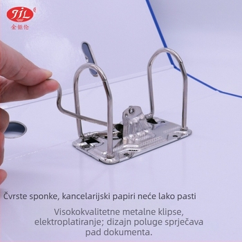 Folder za dokumente s dvije rupe i klipom s vučnom šipkom, PP tijelo s metalnim držačem, otisnut logo, mogućnost prilagodbe, model YY02