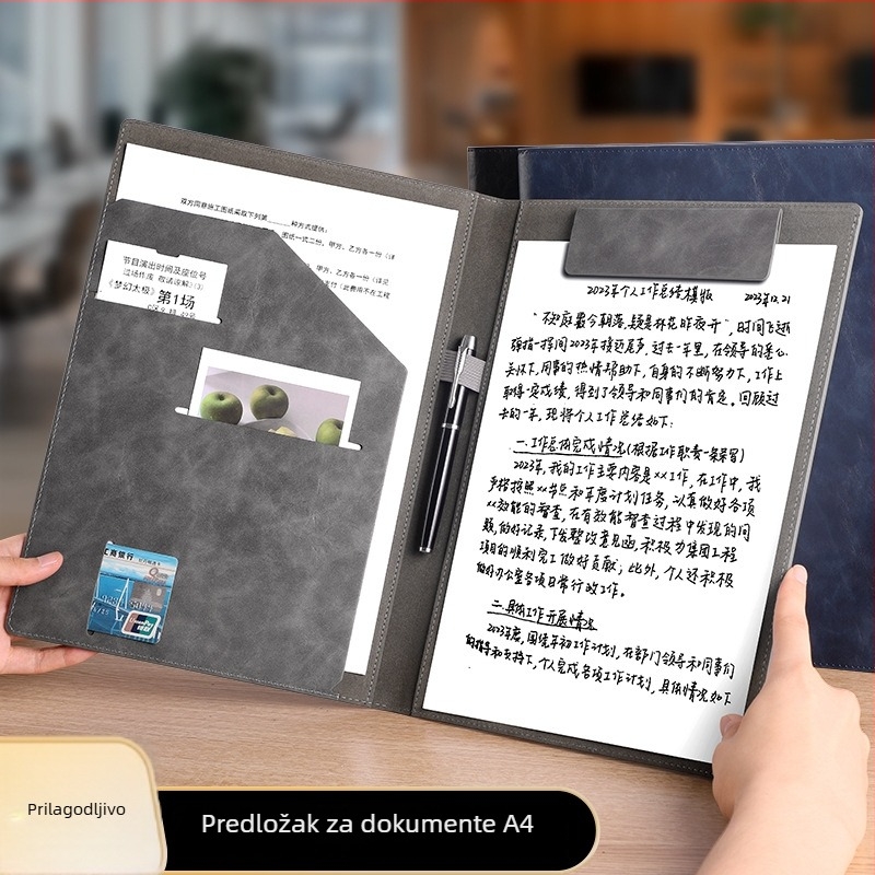Xinxin WJJB kožni višenamjenski folder za A4, s otiskom logotipa, prilagodljiv