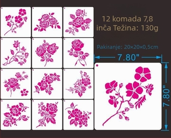 Šablona za crtanje ruža i divljeg cvijeća, PET materijal; nije uvezeno; IP licenca: Nema.