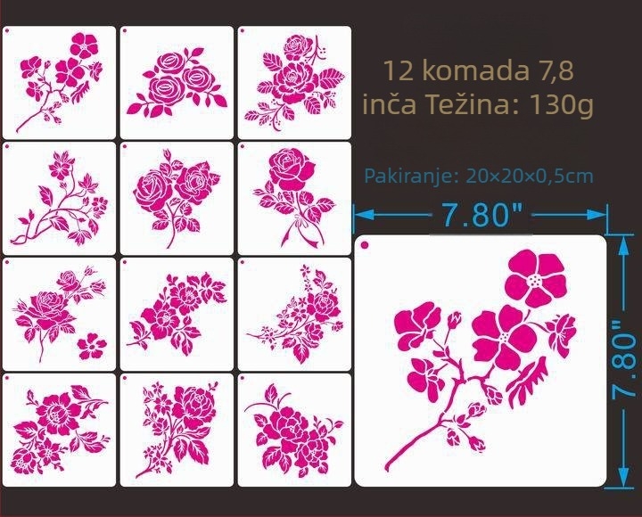 Šablona za crtanje ruža i divljeg cvijeća, PET materijal; nije uvezeno; IP licenca: Nema.