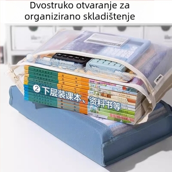 Deli PP124 Dvostruko Mrežasta Torbica s Zipom za Školske Dokumente