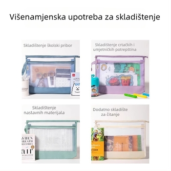 Deli PP124 Dvostruko Mrežasta Torbica s Zipom za Školske Dokumente