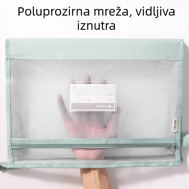 Deli PP124 Dvostruko Mrežasta Torbica s Zipom za Školske Dokumente