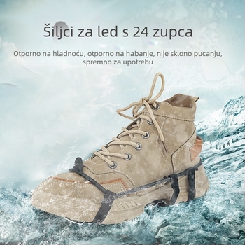 Unisex kramponi s 24 zubima i ojačanim čeličnim bodljama, jednostavno se stavljaju, protuklizne navlake za cipele za planinarenje po snijegu i blatu