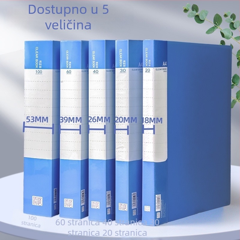 A4 PP mapa s umetnutim stranicama, prozirna — 20/30/40/60/100 stranica