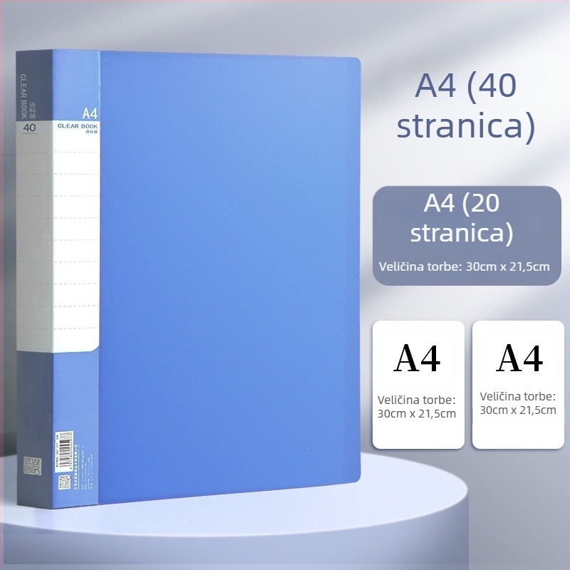 A4 PP mapa s umetnutim stranicama, prozirna — 20/30/40/60/100 stranica