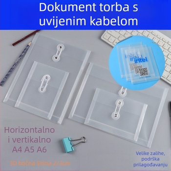 Plastična mapa za dokumente s vezicom, prilagodljiva, PP materijal, prozirna, kvadratnog oblika, za portfelj, kod Cs-a5
