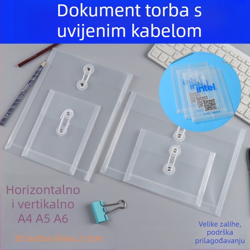 Plastična mapa za dokumente s vezicom, prilagodljiva, PP materijal, prozirna, kvadratnog oblika, za portfelj, kod Cs-a5