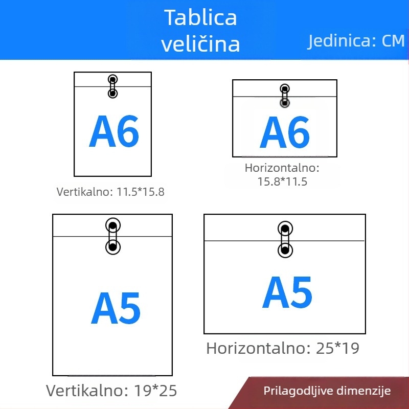 Plastična mapa za dokumente s vezicom, prilagodljiva, PP materijal, prozirna, kvadratnog oblika, za portfelj, kod Cs-a5
