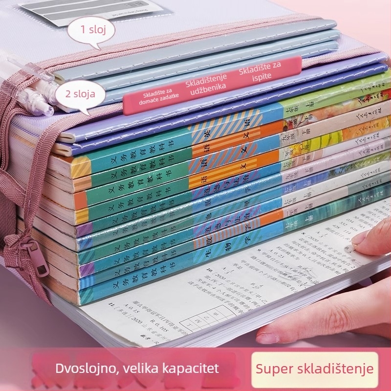 Najlon mrežasta torba za dokumente sa zatvaračem, dvostruki sloj mreže, velika sposobnost skladištenja