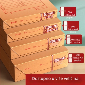 Kraft papir mapa za dokumente, ojačana, 4 pretinca, velika kapaciteta spremišta dokumenata, sa zatvaračem