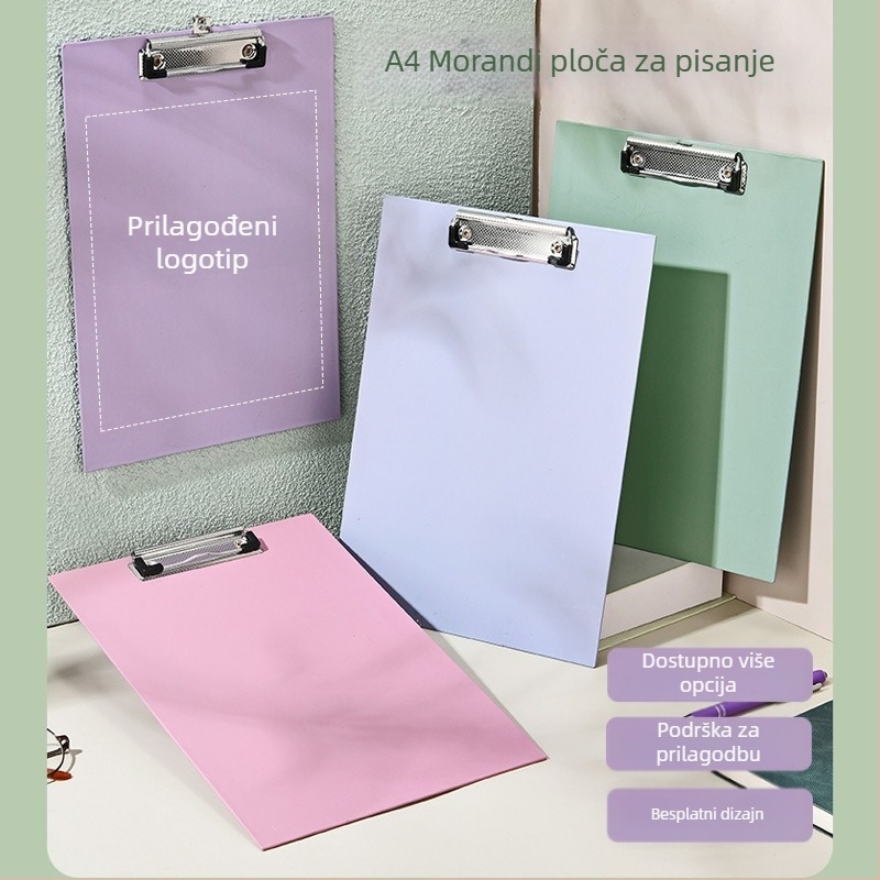 A4 klips ploča za konferencije s prilagođenim logotipom na omotu, ploča za pisanje, može se objesiti (klip ploča; ispis logotipa; prilagodba; fiksna veličina 210; stražnji širina 210 mm)