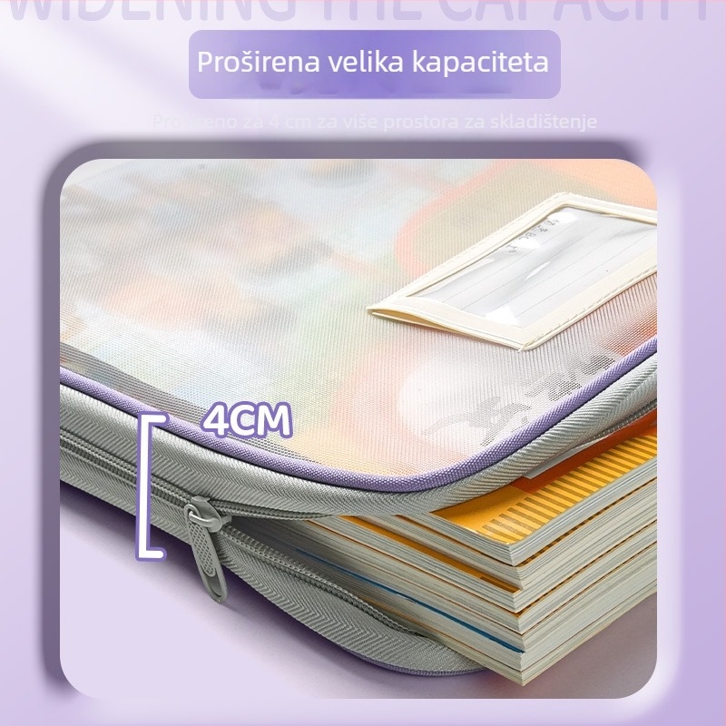 Torba za klasifikaciju predmeta u obliku L, sa zip zatvaračem, najlon materijal, oblik papirne cigle (Najlon, Zip, Papirna cigla)