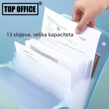 Vertikalna akordion torba za dokumente, 13 pretinaca, PP materijal, prilagođeno logo, prilagođena obrada