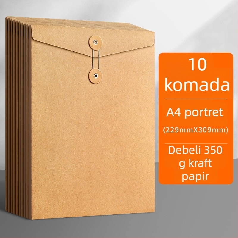 Berad Debeli A4 torba za dokumente od kraft papira, zatvaranje užetom