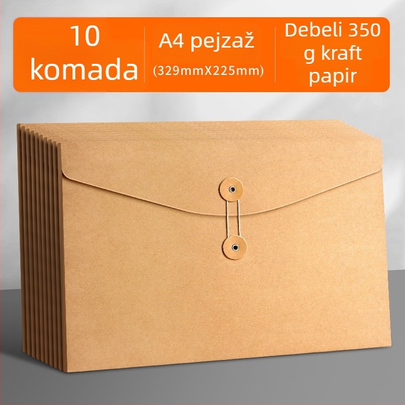 Berad Debeli A4 torba za dokumente od kraft papira, zatvaranje užetom