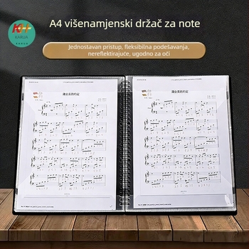 A4 mapa za notni zapis i klavirsku partituru, proširiva prozirna višeslojna umetanja, uređivi labavi listovi