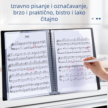 A4 mapa za notni zapis i klavirsku partituru, proširiva prozirna višeslojna umetanja, uređivi labavi listovi