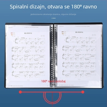 A4 mapa za notni zapis i klavirsku partituru, proširiva prozirna višeslojna umetanja, uređivi labavi listovi