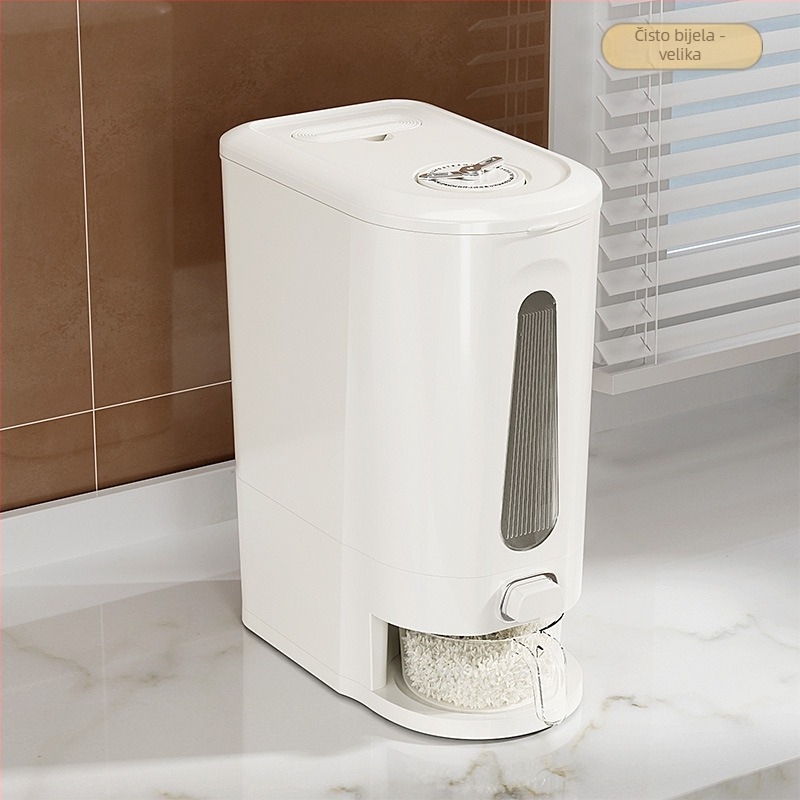 Kućni spremnik za skladištenje riže, zatvoren i otporan na insekte i vlagu; za rižu i brašno, kapacitet 4–5 L