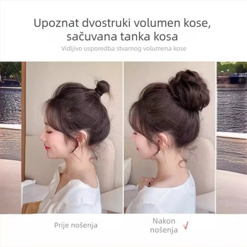 Perika od pravih ljudskih vlasi, punđa updo, prirodne kovrče, srednja duljina, za žene