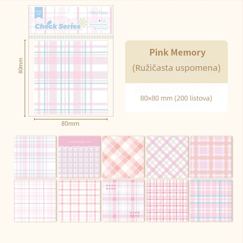 Pick Up Light karirani papir za bilješke za dnevnik, dekorativni osnovni papir, 200 listova, bez ljepila, stil papir–tehlica, IP prava: nema