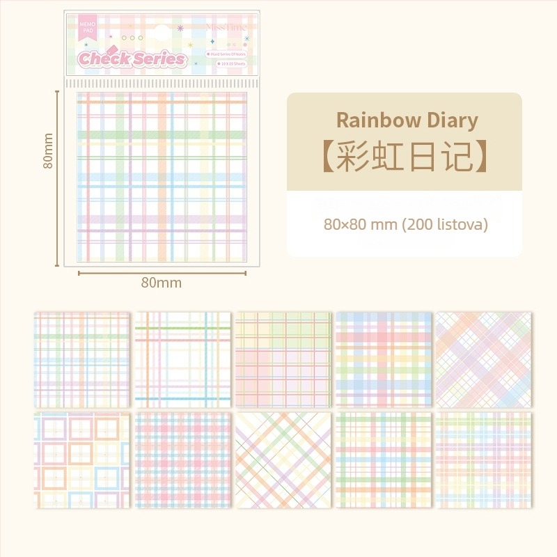 Pick Up Light karirani papir za bilješke za dnevnik, dekorativni osnovni papir, 200 listova, bez ljepila, stil papir–tehlica, IP prava: nema