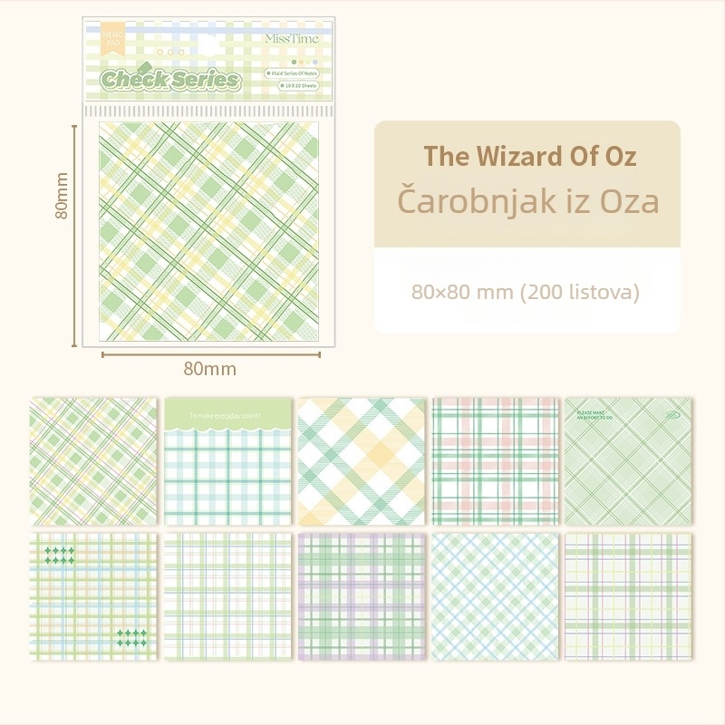 Pick Up Light karirani papir za bilješke za dnevnik, dekorativni osnovni papir, 200 listova, bez ljepila, stil papir–tehlica, IP prava: nema