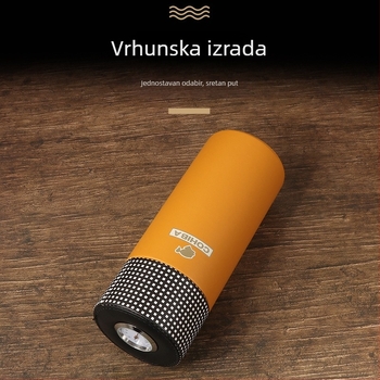 Humidor za cigarete s vanjskim PU kožom i unutarnjim cilindrom od cedrovog drveta, cilindričan, prijenosan za putovanja