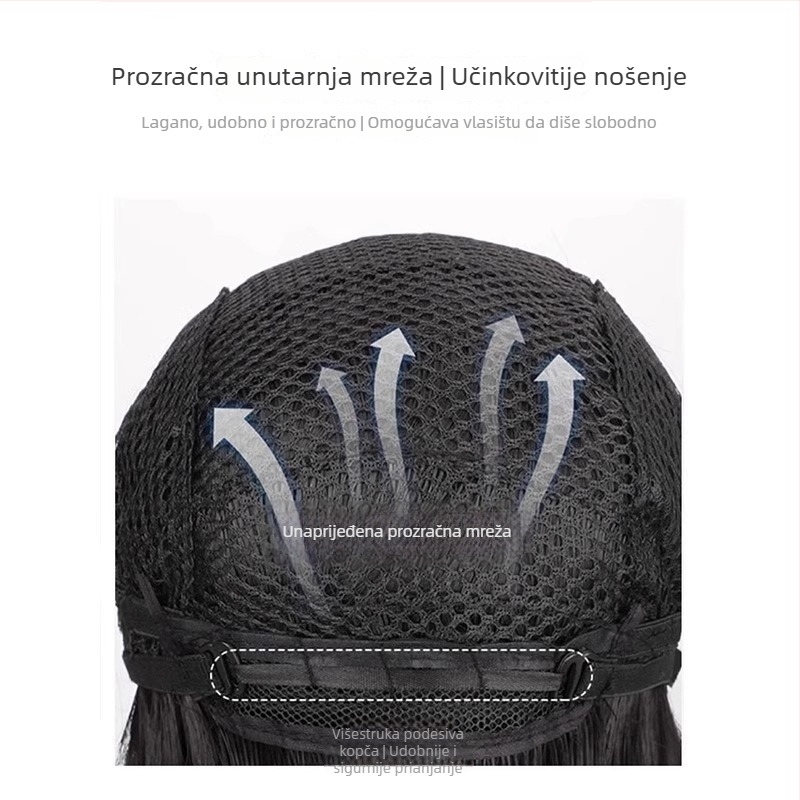 Muška perika, kratka ravna kosa, prirodan gust stil, vlakno otporno na visoke temperature, nije dopušteno trajno uvijanje ili bojanje