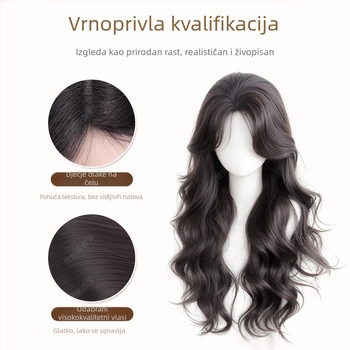 Ženska duga kovrčava perika s slojevitim valovima i dugim šiškama, model 8535, vlakna otporna na toplinu, mehanizam