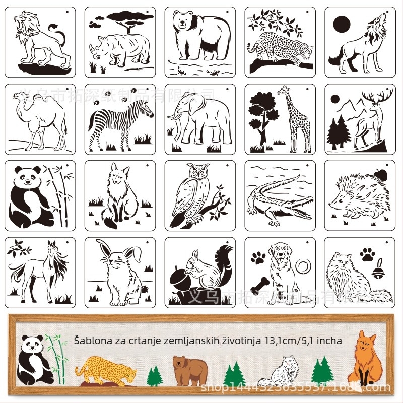Šablona za zidno slikanje šumskih životinja – panda i lav, šuplja pločica za sprej-maľovanje; Brand: Extension depth; Materijal: ekološki; Uvoz: Ne; IP: Ne