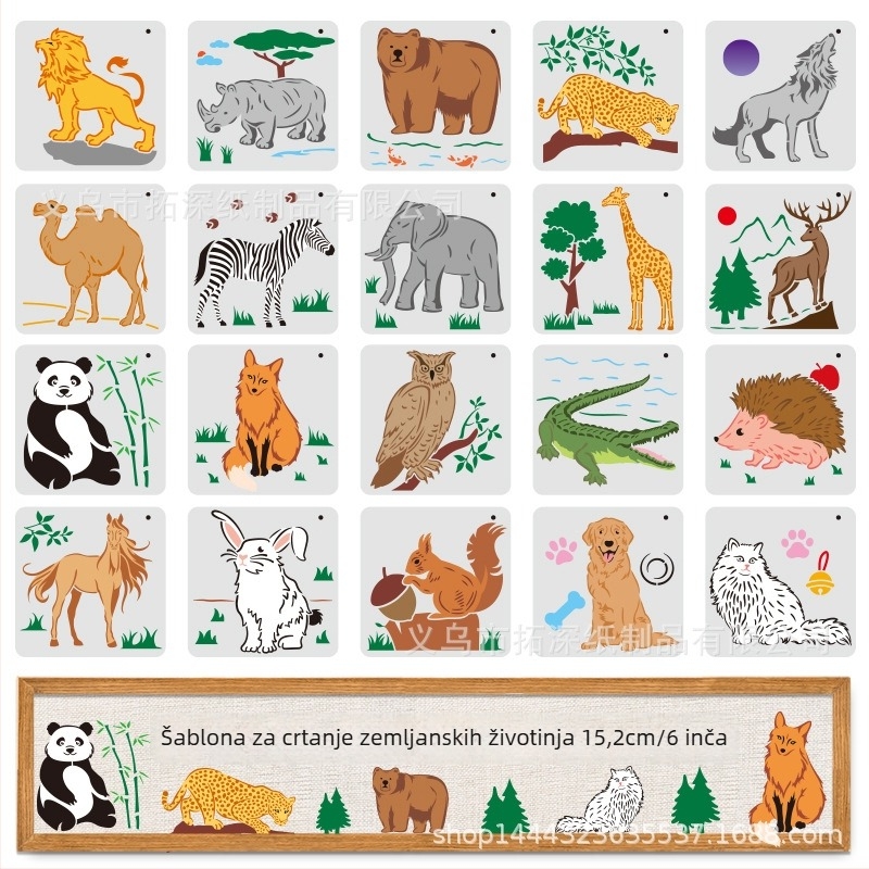 Šablona za zidno slikanje šumskih životinja – panda i lav, šuplja pločica za sprej-maľovanje; Brand: Extension depth; Materijal: ekološki; Uvoz: Ne; IP: Ne