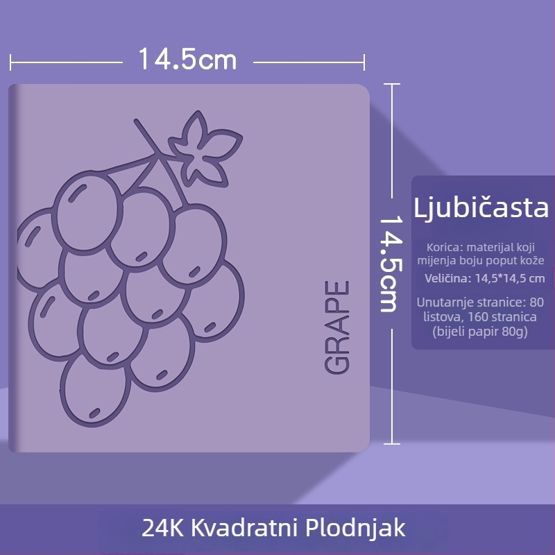 Bilježnica s omotom od umjetne kože, šnurnim vezivanjem, originalni bijeli papir, 80 stranica (omot: umjetna koža; vezivanje: nitima; papir: bijeli; stranice: 80)
