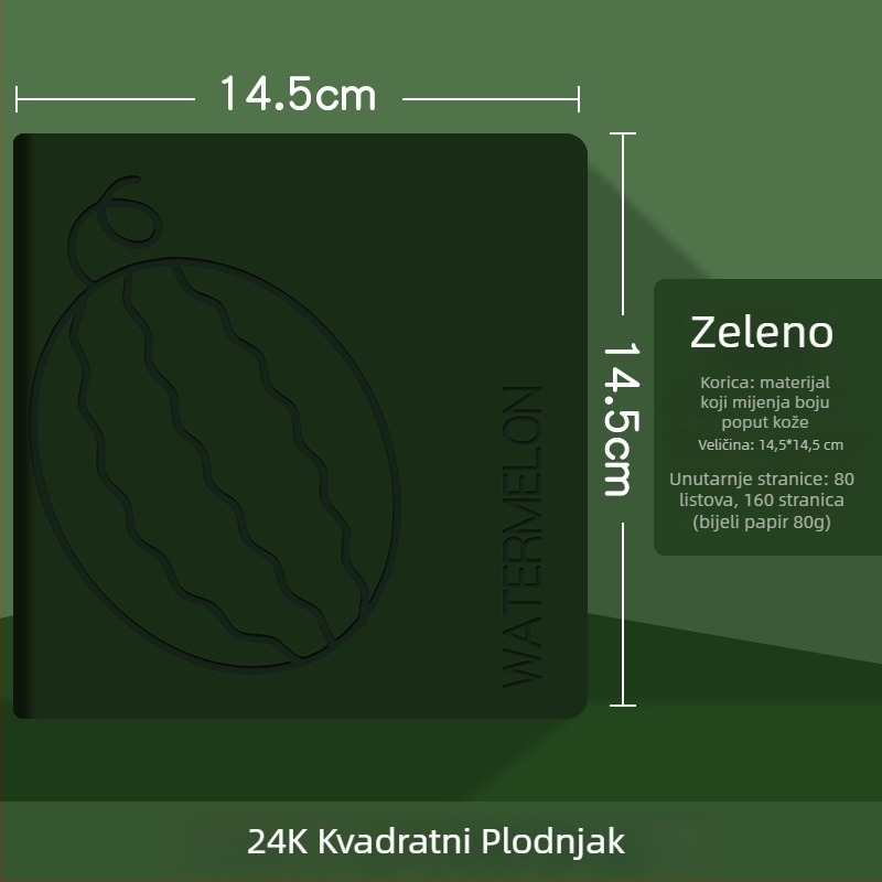 Bilježnica s omotom od umjetne kože, šnurnim vezivanjem, originalni bijeli papir, 80 stranica (omot: umjetna koža; vezivanje: nitima; papir: bijeli; stranice: 80)