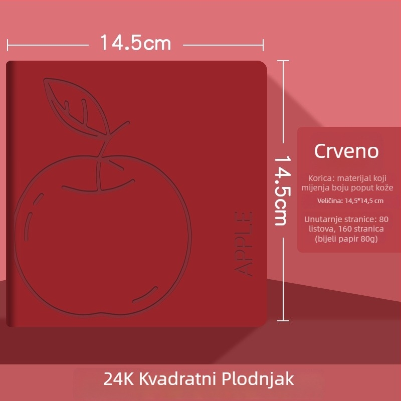 Bilježnica s omotom od umjetne kože, šnurnim vezivanjem, originalni bijeli papir, 80 stranica (omot: umjetna koža; vezivanje: nitima; papir: bijeli; stranice: 80)