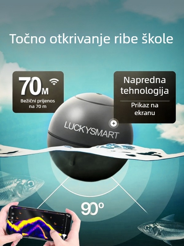 Bežični sonar za ribolov s Wi-Fi, Li-ion baterija, za vanjsku upotrebu, dubinski raspon 0,6–30 m