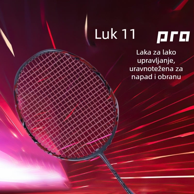 Badminton reketa – ofenzivni model, okvir od karbonskih vlakana, težina 80–84 g, Mid-Shaft Foam tehnologija, debljina ručke G5