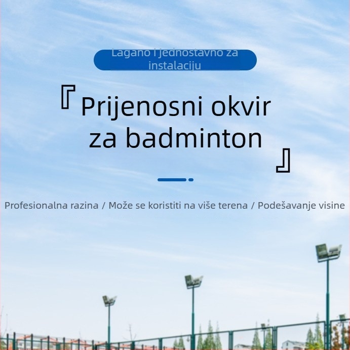 Mreža za badminton – prenosna, pomična, jednostavno za postavljanje; Materijal: najlon, čelik; Pogodna za badminton i stolni tenis